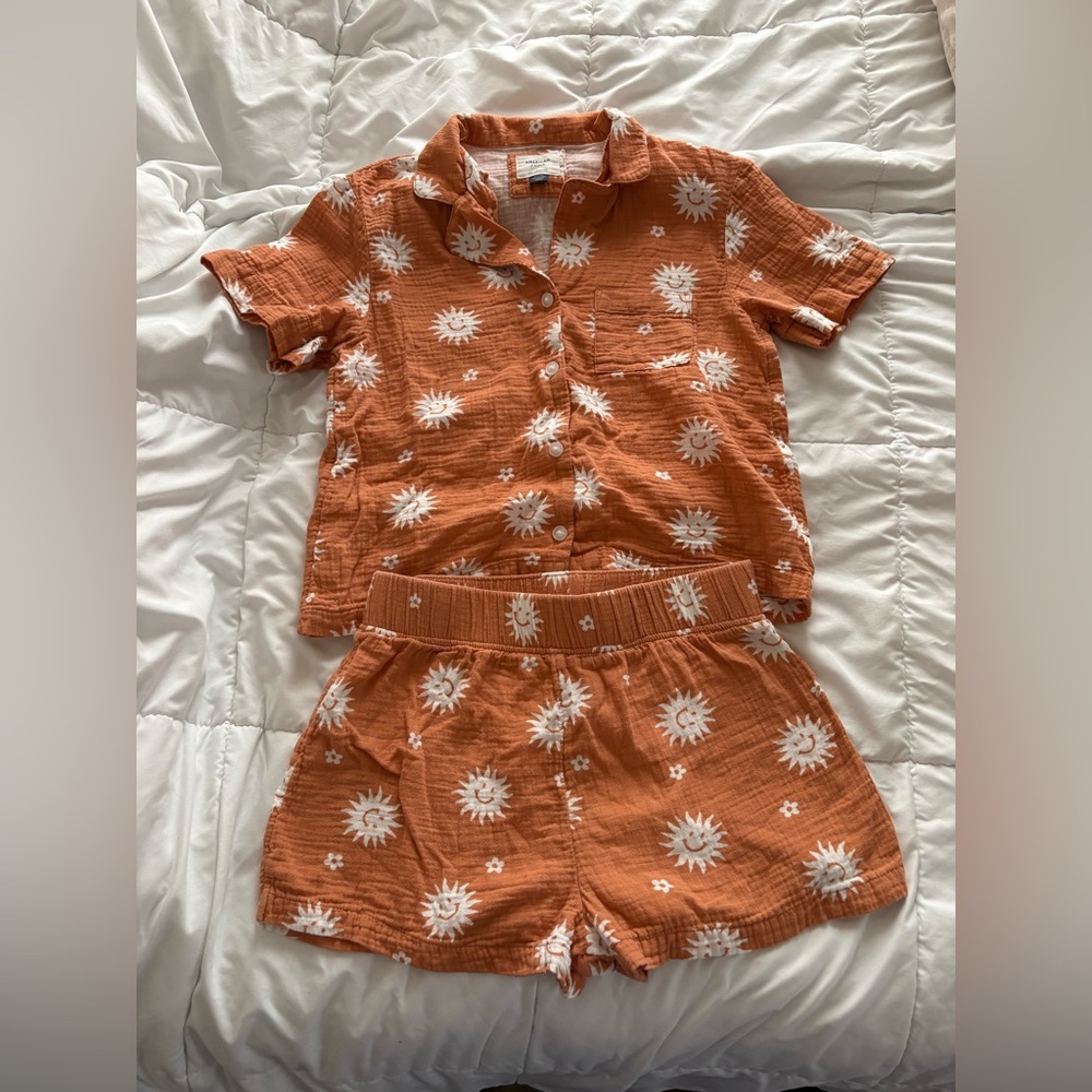 AE Aerie Orange Floral Two-Piece Set